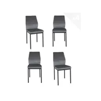 lot de 4 chaises de salle à manger contemporaines mila (velours gris)
