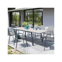 table de jardin extensible pavane pécan & graphite 10 places en aluminium traité époxy