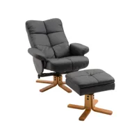 fauteuil relax inclinable style contemporain repose-pieds coffre rangement revêtement synthétique acier bois noir