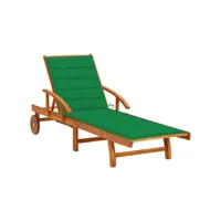 transat chaise longue bain de soleil lit de jardin terrasse meuble d'extérieur avec coussin bois d'acacia solide helloshop26 02_0012356