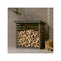 support pour bois de chauffage porte-bûches - abri de stockage pour jardin - gris 108x73x108 cm bois de pin meuble pro frco18064