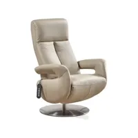 fauteuil de relaxation électrique avec têtière manuelle en cuir beige balbo