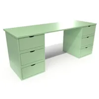 bureau long en bois 6 tiroirs cube  vert pastel bur6t-vp