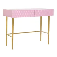 console table en métal doré et bois de manguier coloris rose - longueur 90 x profondeur 45 x hauteur 74 cm