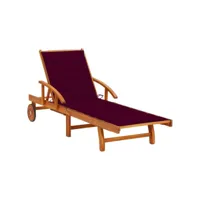 transat chaise longue bain de soleil lit de jardin terrasse meuble d'extérieur avec coussin bois d'acacia solide helloshop26 02_0012363