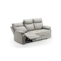 ameli - canapé 3 places relax électrique en simili cuir gris clair ameli-111034-3-gric
