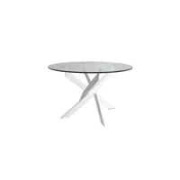 table de repas ronde blanc 120 cm - faxou - l 120 x l 120 x h 75 cm - neuf