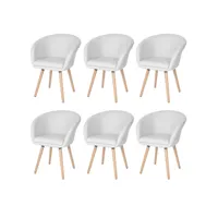 6x chaise de salle à manger malmö t633, fauteuil, design rétro des années 50 ~ similicuir, blanc