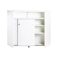 comptoir bar 2 portes blanc serrure 4 niches l 134,5 h 104,8 p 55,3 cm - coloris: capitons 911 snack132bl911