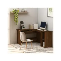 bureau d'angle bureau informatique - table de bureau chêne marron 120x140x75 cm bois d'ingénierie meuble pro frco74456
