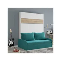 armoire lit escamotable bermudes sofa blanc bandeau chêne canapé bleu azur 160*200 cm 20100997167