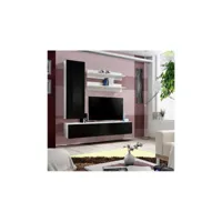 ensemble meuble tv mural fly-h de haute brillance 160x170x40 cm - corps noir mat/ front noir de haute brillance/ étagères noir 23 zz fy h1