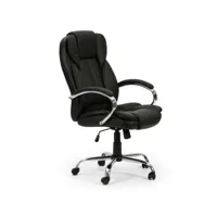 fauteuil de bureau à hauteur réglable et inclinable nixon tapissé en similicuir, couleur noire, métal chromé.