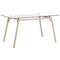 table à manger transparente effet bois clair 140 x 80 cm kamina 244451