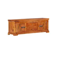 meuble tv  banc tv armoire de rangement 119x30x40 cm bois d'acacia massif meuble pro frco60999