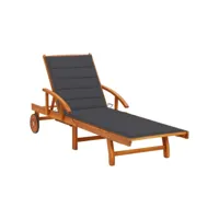 transat chaise longue bain de soleil lit de jardin terrasse meuble d'extérieur avec coussin bois d'acacia solide helloshop26 02_0012405