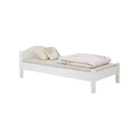 lit marie lit simple pour enfant 90x190 cm avec tête de lit, en pin massif lasuré blanc
