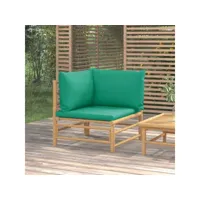 canapé d'angle de jardin canapé relax - banc de jardin avec coussins vert bambou meuble pro frco85337