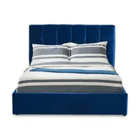 lit double luftani avec sommier relevable 180x200cm velours bleu