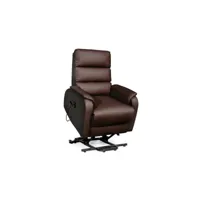 fauteuil relax releveur simili cuir marron - verso - l 75 x l 93 x h 98 cm - neuf
