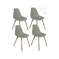 lot de 4 chaises scandinaves de cuisine pieds bois ova (gris)