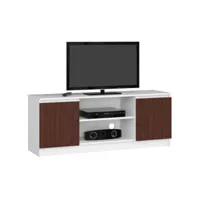 dusk - meuble tv style moderne salon - 140x55x40 - 2 portes+2 tablettes - multimédia - wengé
