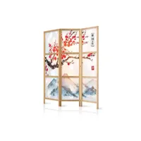 paravent japonais 3 panneaux séparateur de pièce impression sur toile intissée - montagne fuji 135x161 cm 11_0012604