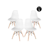 mc haus · sena blanche x4 · lot 4 chaises blanches au design nordique pour la salle à manger, le salon, le bureau, le séjour, le bureau ou la terrasse. design nordique.