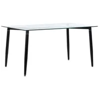 table de salle à manger en verre pieds noirs 150 x 90 cm totham 246415