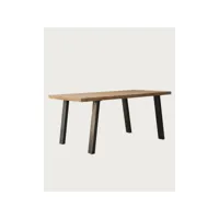 table repas en teck massif motif chevron l170 cm 8 pers. - 170 cm - couleur marron