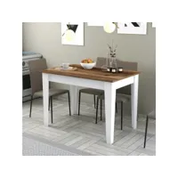 table de salle à manger avec rangement fiorita l110cm blanc et bois