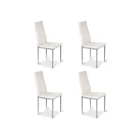 designetsamaison - lot de 4 chaises salle à manger blanches - lena c-lena04