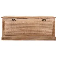 malle, coffre de rangement rectangulaire en bois coloris naturel -  longueur 104 x profondeur 40 x hauteur 45 cm