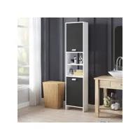 casabel meuble colonne de salle de bain avec 4 compartiments de rangement, petite armoire pour salle d’eau, cuisine, gris oh72646
