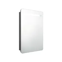 armoire de salle de bain à miroir led gris 60x11x80 cm