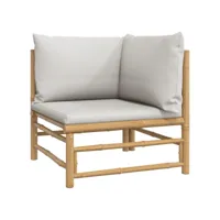 canapé d'angle de jardin - canapé d'extérieur - banquette de jardin avec coussins gris clair bambou togp55551