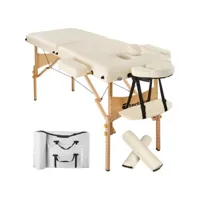 table de massage pliante 2 zones 7,5 cm d’épaisseur beige helloshop26 2008132