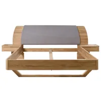 lit en chêne massif avec tête de lit et 2 tables de chevet manola-couchage 160x200 cm