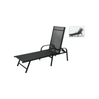 progarden chaise longue pliable 195x60x45 cm noir