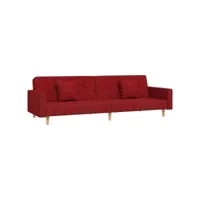 canapé convertible à 2 places - canapé-lit banquette avec deux oreillers rouge bordeaux tissu pwfn21533