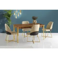 table salle à manger extensible diallo bois naturel et métal or