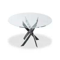 table ronde en verre corix pieds métal