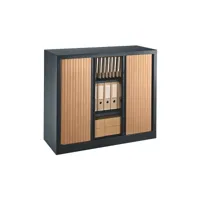 armoire hauteur comptoir à rideaux monoblocs eco-conçues 100 x 120 cm anthracite-hêtre