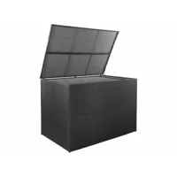 coffre boîte meuble de jardin rangement 150 x 100 x 100 cm résine tressée noir helloshop26 02_0013113