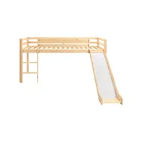 structure de lit adulte-enfant,lit mezzanine d'enfants toboggan et échelle bois pin 97x208 cm