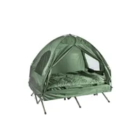 sobuy ogs32-l-gr 4-in-1! 2 places lit pliant lit de camp pliable voyage camping avec toit, sac de couchage