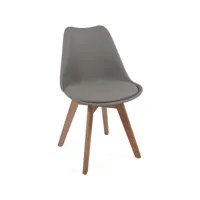 lot de 8 chaises de salle à manger scandinaves assise rembourré pieds en bois hêtre rétro chaise pour salon chambre cuisine bureau gris helloshop26 01_0001129