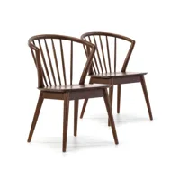 pack 2 chaises mura, couleur noyer, bois massif, 55 cm x 58,5 cm x 84 cm i20046