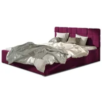 lit avec coffre de rangement 140x200 capitonné velours bordeaux kandy
