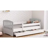 lit enfant lit simple pour enfant avec tiroir sous lit inclus - classique (160x80, avec matelas, gris) 8674142205979